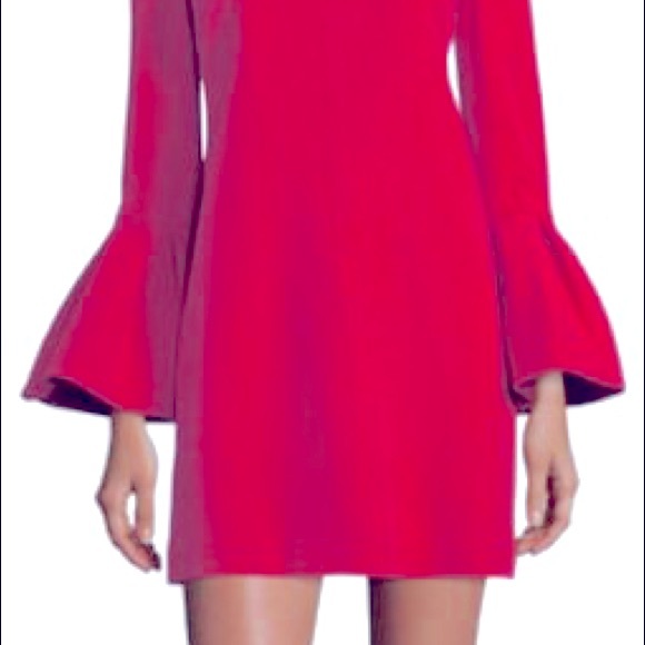 ALEXIS red off the shoulder crepe cocktail dress - Picture 2 of 15